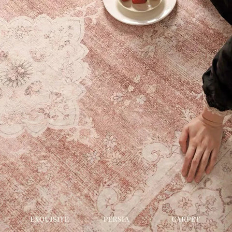 VIKAMA Bohemian Faux Wool Rug - Ultra-Thin, Stain-Resistant,Non-Slip Carpet for Study Room & Living Room,Soft Floor Mat Home Dec