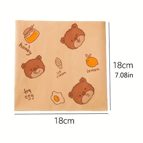 50pcs Sandwich Wrappers, Greaseproof Non-Stick Parchment Paper, Cute Pattern Food Wrapper, Baking Tools, Kitchen Gadgets