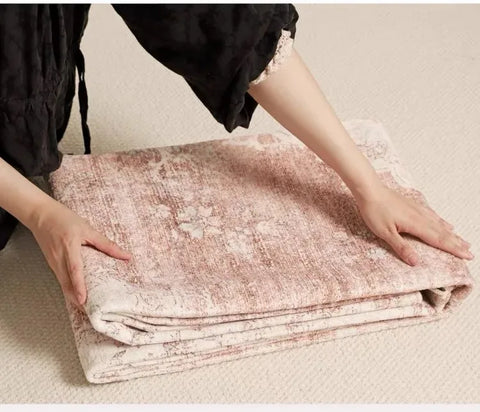 VIKAMA Bohemian Faux Wool Rug - Ultra-Thin, Stain-Resistant,Non-Slip Carpet for Study Room & Living Room,Soft Floor Mat Home Dec