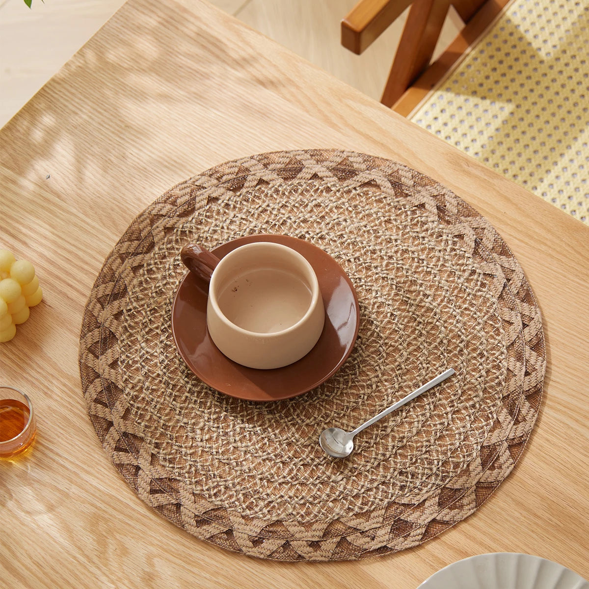4/6pcs Boho Decor Placemats Natural Jute Woven Placemats for Coffee Kitchen Dining Room