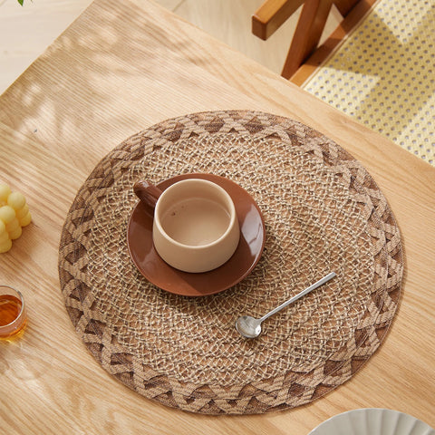 4/6pcs Boho Decor Placemats Natural Jute Woven Placemats for Coffee Kitchen Dining Room