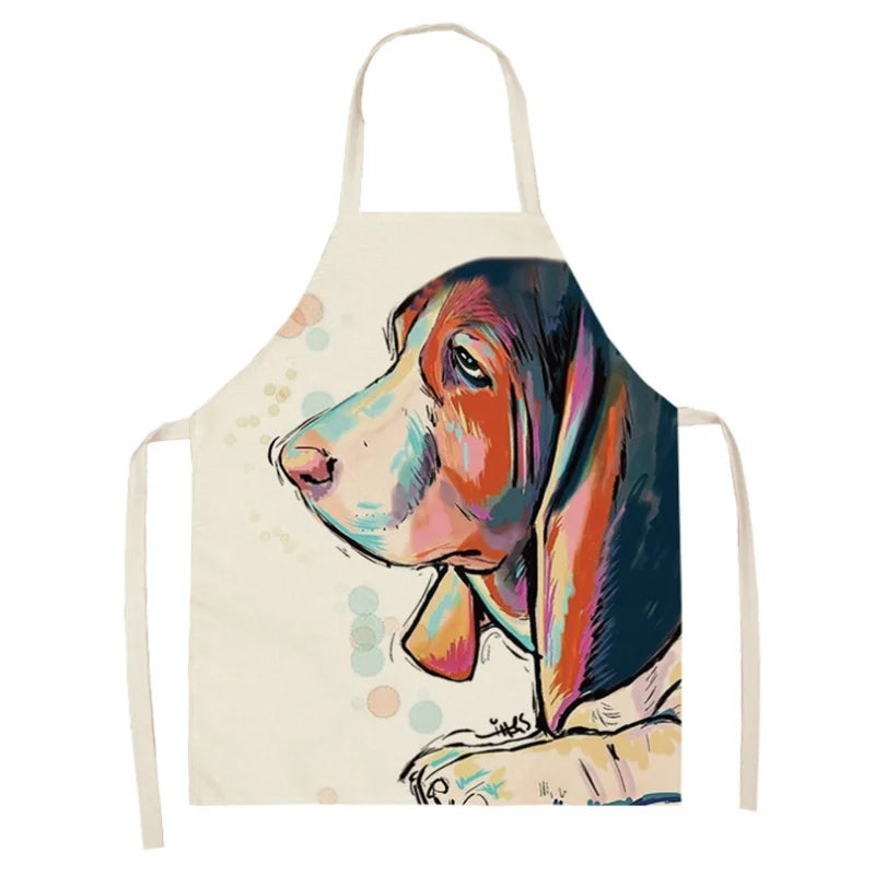 1Pcs Men Women Dog Printed Sleeveless Kitchen Hogar Pinafore Home Cleaning Tools 2 Size 68x55cm/47x38cm Aprons Tablier Cuisine