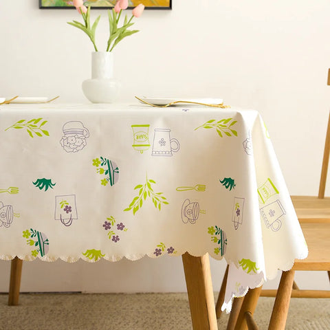 PVC Square Tablecloth Rectangle Waterproof Table Cloth Tabletop Cover Oil Proof Wipeable Table Covers for Kitchen Garden Dining