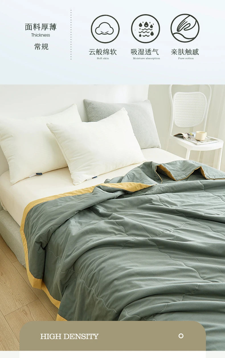 Summer Blanket 100% Cotton Inside and Outside Pure Cotton Air Conditioning Quilt Soft Skin-friendly Breathable Thin Duvet Summer