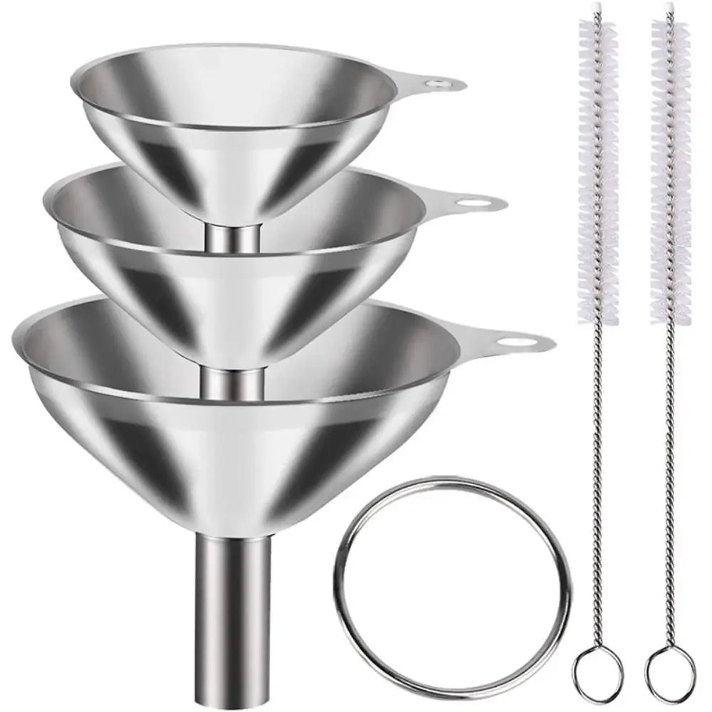 Wide Mouth Stainless Steel Funnel Spice Cooking Oil Filter Kitchen Tool Strainer with Handle Oil Spill Filter Funnel