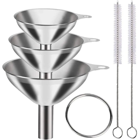 Wide Mouth Stainless Steel Funnel Spice Cooking Oil Filter Kitchen Tool Strainer with Handle Oil Spill Filter Funnel