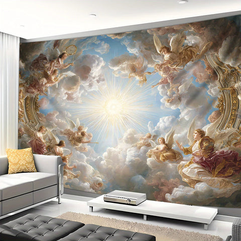 1pc Classic Sun Angel Landscape Tapestry - Polyester fabric, machine washable, suitable for living room, bedroom