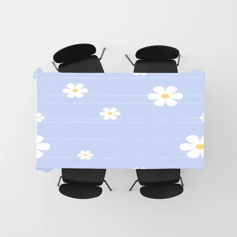 Blue floral tablecloth with white flowers, suitable for dining room decor home textiles decorative items, kitchen table covers s