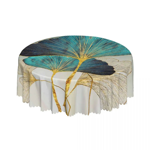 Custom Round Ginkgo Leaf Tablecloth 60 inches Kitchen Dinning Table Cloth Spillproof Table Covers