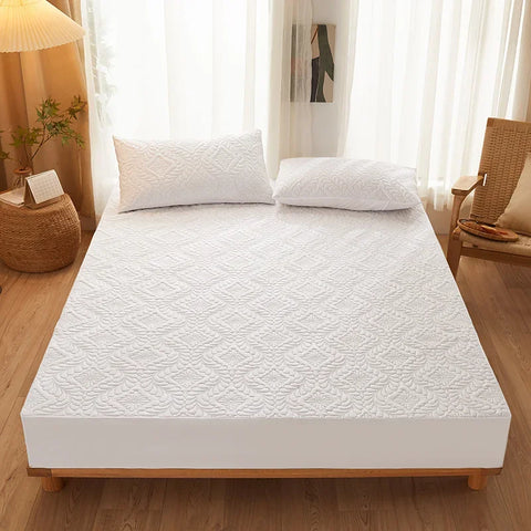 100% Waterproof Quilted Fitted Bed Sheet with Elastic Band Soft Mattress Protector Cover Twin Queen King 160x200cm Home Decor