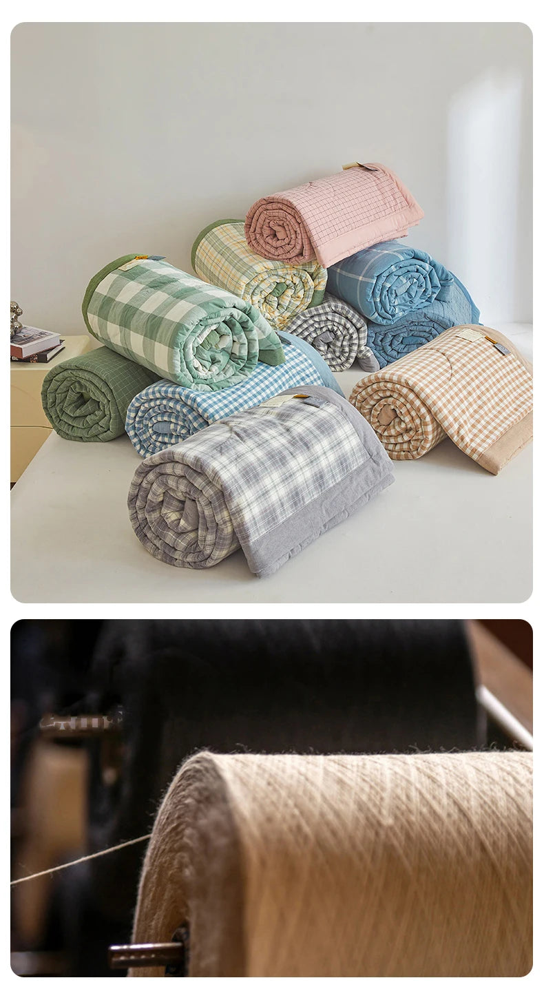 All cotton Air conditioning quilted quilt core summer washable comforter Simple Plaid soft duvet of single twin full queen size