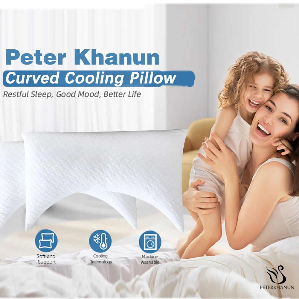 Peter Khanun Super Cooling Pillow for Summer Orthopedic Cervical Pillows U-Shaped Memory Pillow for Side Stomach Sleeper