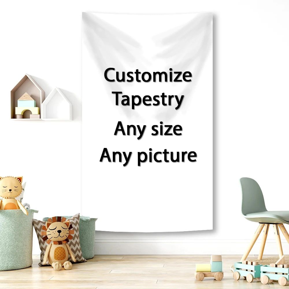 Custom Tapestry Your Any Size Picture Polyester Printed Bar Bedroom Room Background Decoration