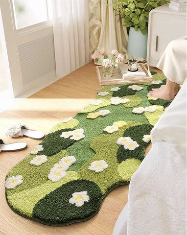 Tufted Carpet 3D Moss Floral Rug Shaped Floor Mat Non-Slip Bottom Bedside Rug Living Room Rug Home Decor