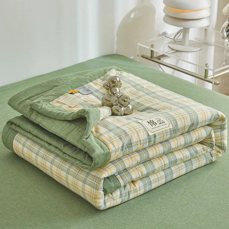 All cotton Air conditioning quilted quilt core summer washable comforter Simple Plaid soft duvet of single twin full queen size