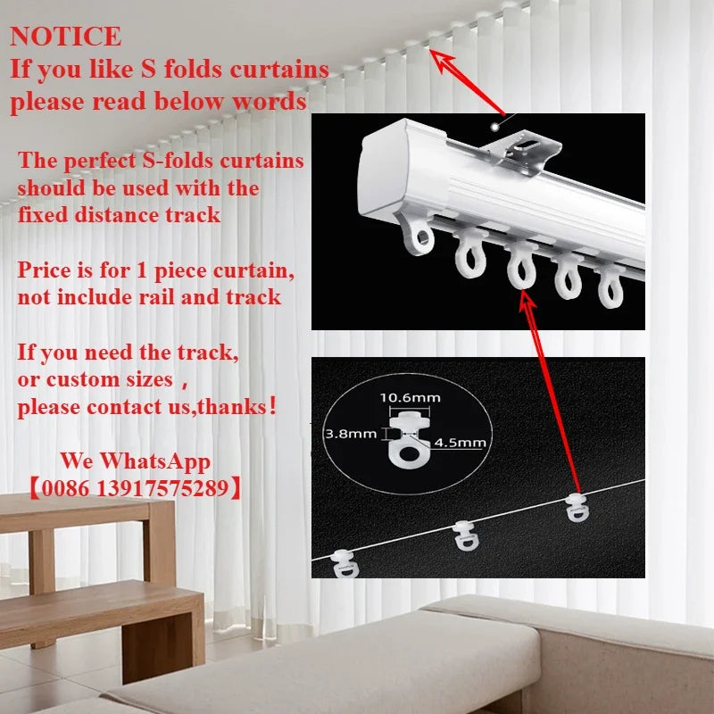 S Fold Wavy White Tulle Sheer Curtains for Living Room Bedroom Dining Good Quality Window Chiffon Bedroom Door Screen 창문커텐