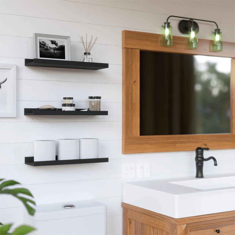Set of 3 Floating Shelves for Wall Living Room Decor Wall Mounted Shelves with Lip for Display Picture Ledge Shelf for Bedroom