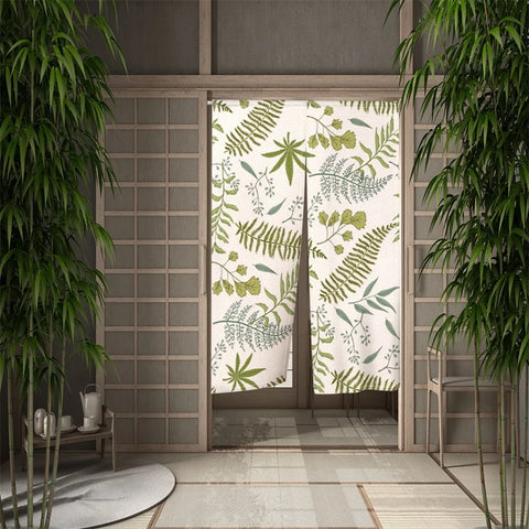 Summer Tropical Plant Leaves Door Curtain Turtle Leaves Partition Curtains Modern Room Kitchen Entrance Hanging Half-Curtain