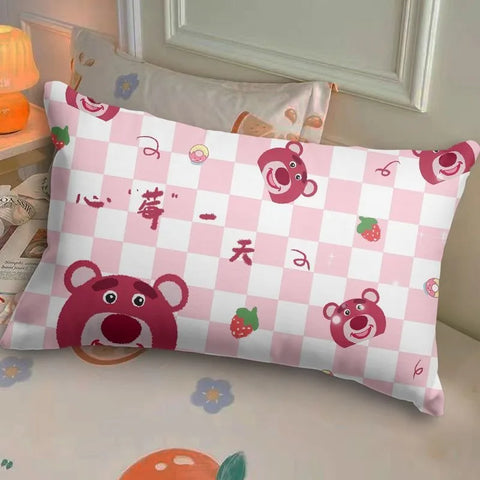 Disney Toy Story Strawberry Bear Pillowcase Cute Cartoon Kids Student Room Sleeping Pillowcase Sand Home Bedroom Room Decoration