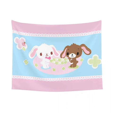 S-Sugarbunnies Anime Print Large Tapestry Wall Hanging Hippie Wall Tapestry Kawaii Cartoon Decor Living Room Bedroom Home Decor
