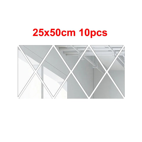 3D Mirror Stickers Acrylic Triangles Self-adhesive Diamonds DIY Wall Mirror Stickers for Living Room Home Decor 10/17/32/58Pcs
