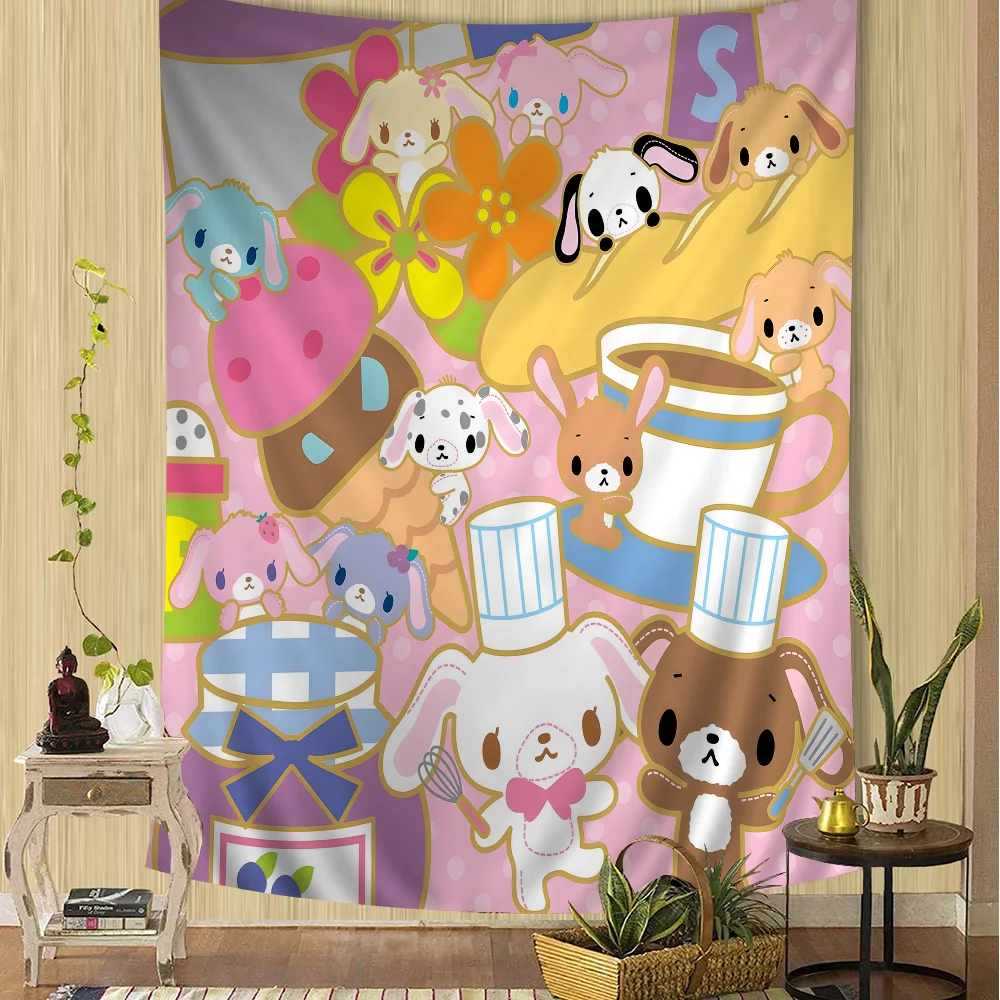 S_sugarbunnies Anime Kawaii Cartoon Tapestry Bohemian Wall Tapestries Mandala Wall Hanging Sheets