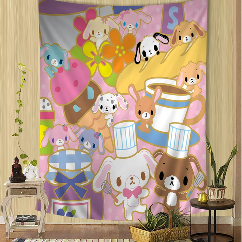 S_sugarbunnies Anime Kawaii Cartoon Tapestry Bohemian Wall Tapestries Mandala Wall Hanging Sheets