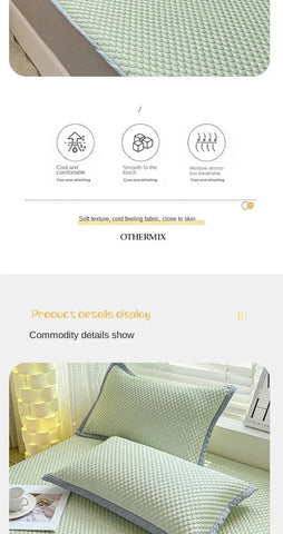 Summer Cooler Latex Bed Fitted Sheet Set Soft Air-conditioning Mat Bed Skirt Washable Solid Anti-slip Mattress Protector Cover