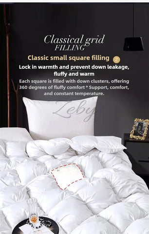 High Grade 100% White Goose Down Quilt Winter Warm Feather Duvet Queen King Cozy Lightweight 3D Bread Comforter Pinch Pleated