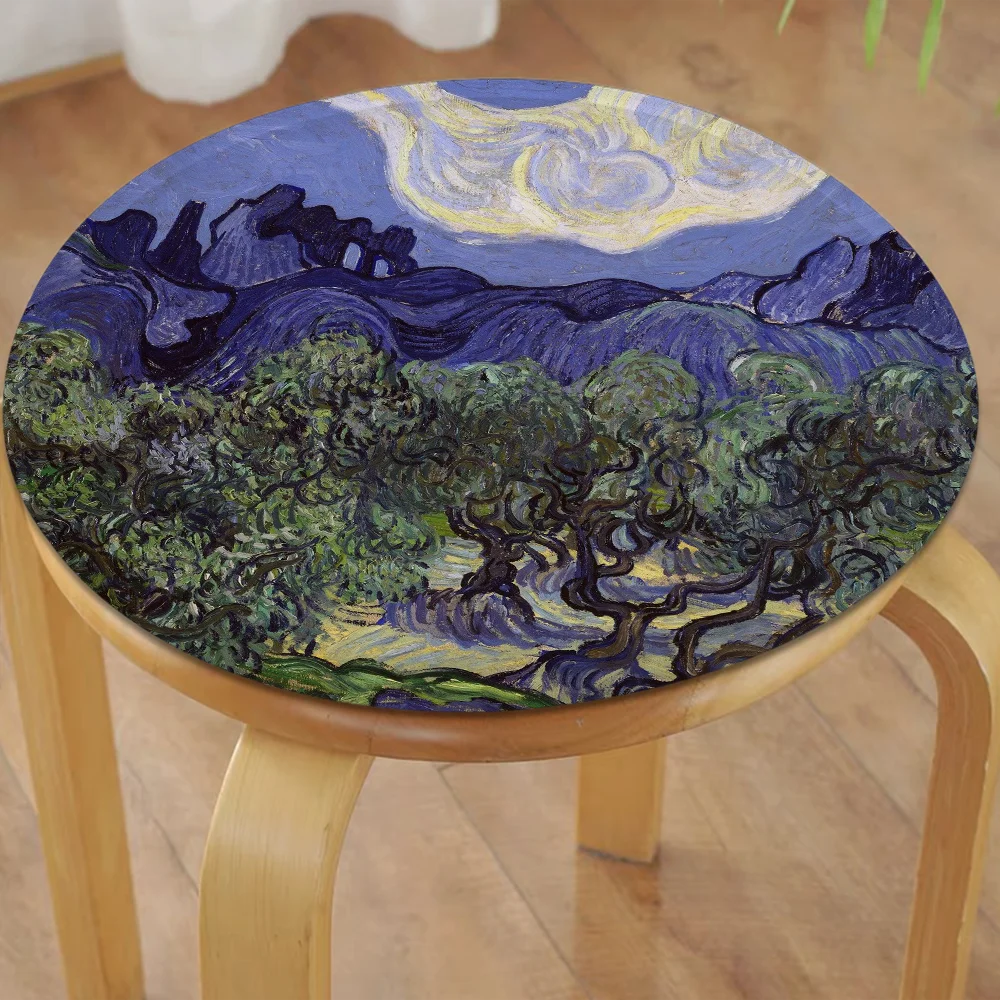 Van Gogh Nordic Printing Stool Pad Patio Home Kitchen Office Chair Seat Cushion Pads Sofa Seat 40x40cm Buttocks Pad