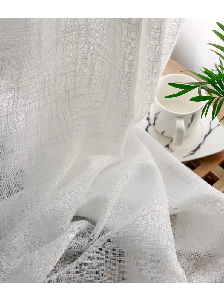 Modern White cotton linen sheer curtains for bedroom living room curtains for study curtain living room custom curtain tulle
