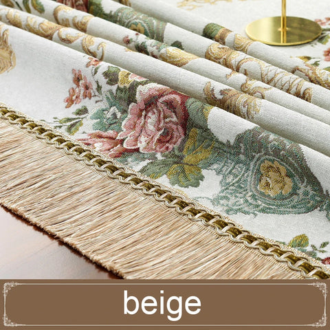European Retro Dinning Tablecloth With Tassel Luxury Embroidery Table Cover Flower Elegant Table Cloth Decoration Living Room