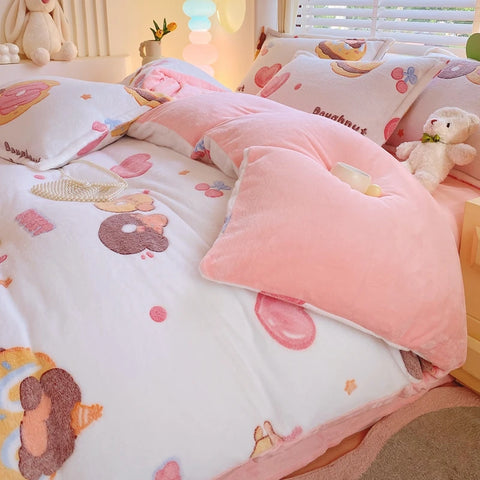 Rainbow Theme Plush Duvet Cover Fluffy Soft Boys Girls Luxury Queen Quilt Cover Winter Warm Letter Print Bedding No Pillowcase