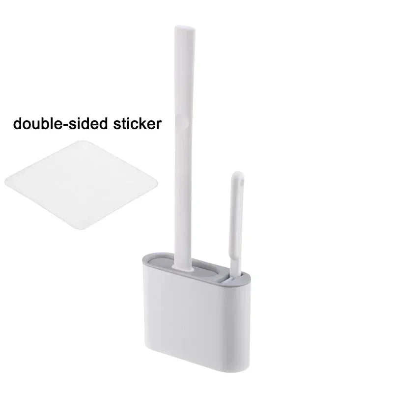 Wall Mounted Toilet Brush Replacement Long Handled Silicone Toilet Brushes Quick Drying Soft Bristles Toilet Bidet Bathroom Set