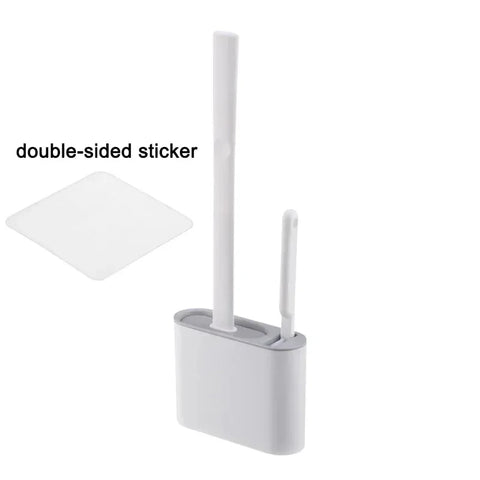 Wall Mounted Toilet Brush Replacement Long Handled Silicone Toilet Brushes Quick Drying Soft Bristles Toilet Bidet Bathroom Set