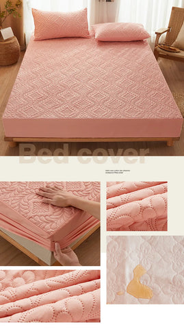 100% Waterproof Quilted Fitted Bed Sheet with Elastic Band Soft Mattress Protector Cover Twin Queen King 160x200cm Home Decor
