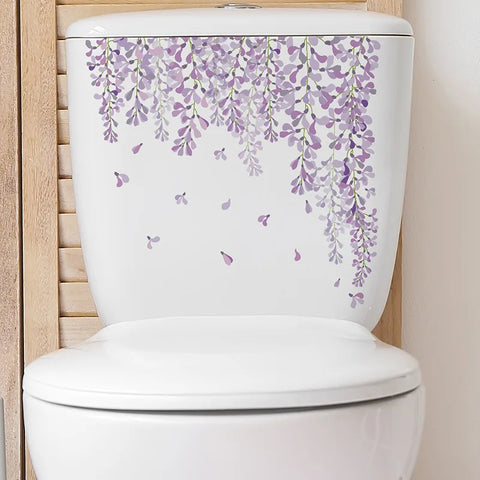 Green Plant Leaves Bathroom Toilet Sticker WC Closestool Wall Sticker Self Adhesive Mural Beautify Flower Home Decoration Decals