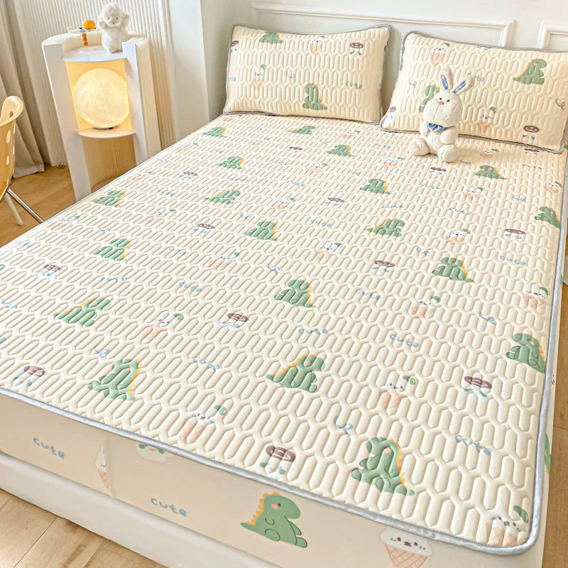 Natural Latex Thicked Summer Cooling Mat for Bed Soft Cool Feeling Fitted Sheet and Pillowcase Matress Cover Grade A Summer Mats