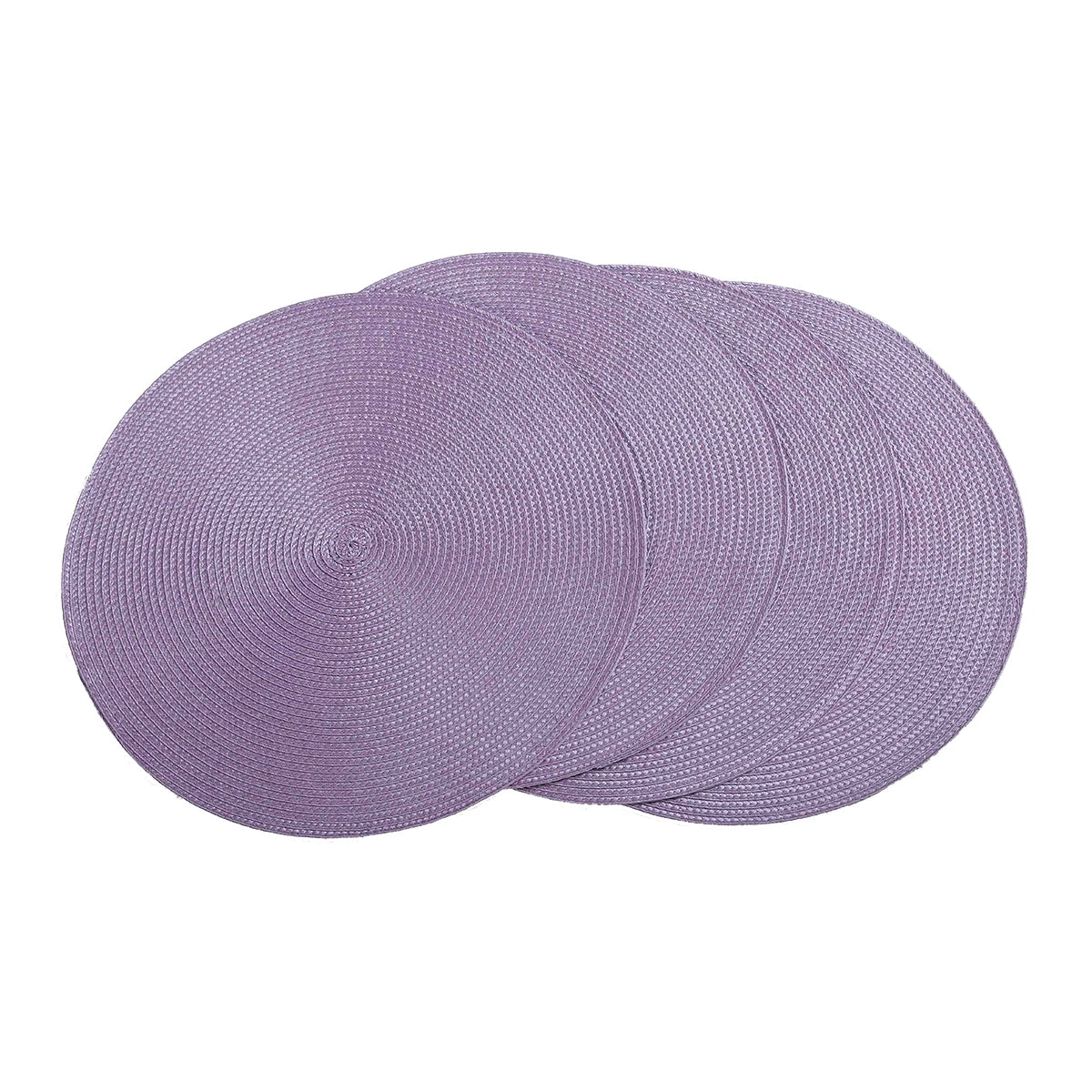 Round Braided Placemats Set of 4 Washable PP Heat Resistant 38cm Table Place Mat for Kitchen Xmas Dining Table Party Decor