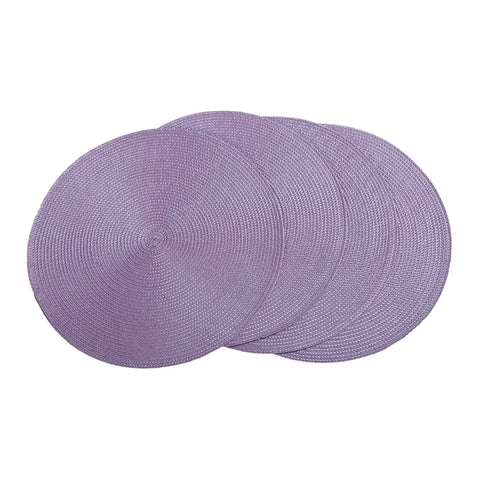 Round Braided Placemats Set of 4 Washable PP Heat Resistant 38cm Table Place Mat for Kitchen Xmas Dining Table Party Decor