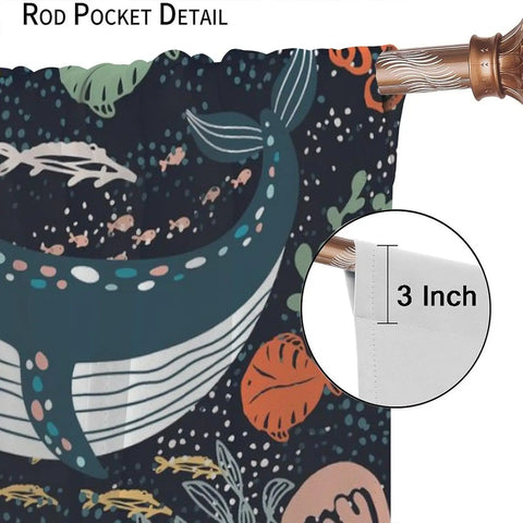 Kids Sea Animal Curtains Boys Girls Bedroom Nursery Decor Funny Turtle Whale Ocean Colorful Art Printed Blackout Window Drapes
