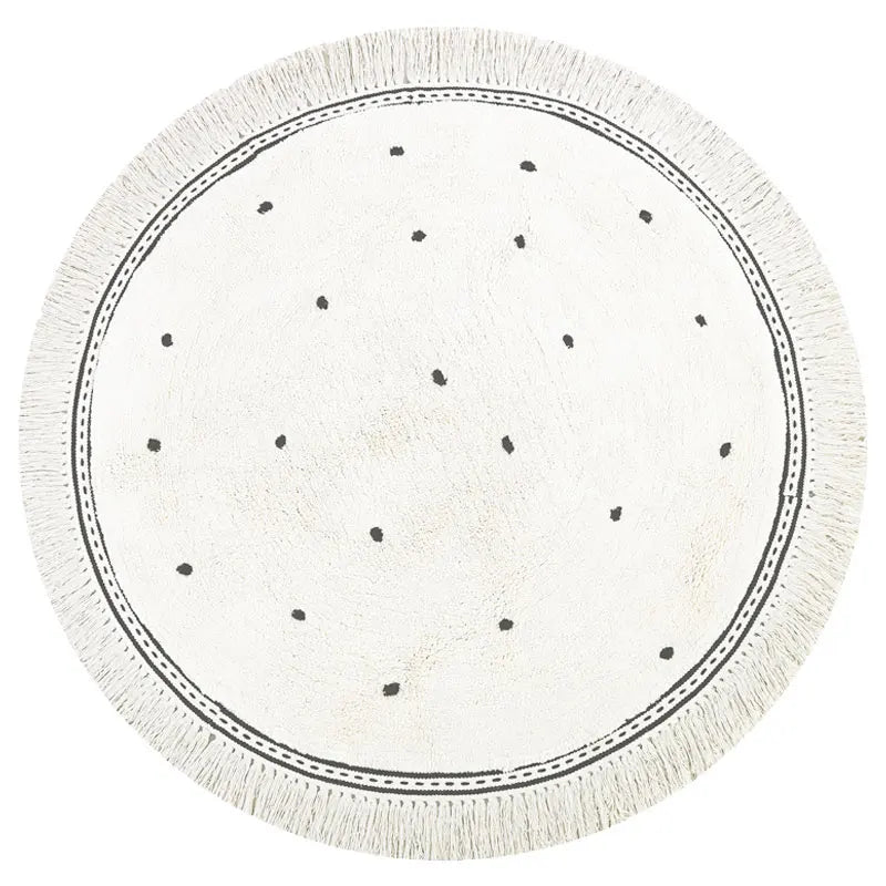 Cute Round Rug Bedroom Tassel Carpet Mat Bedside Kids Room Ddecoration Cartoon Floor Mats Home Soft Machine Washable Area Rugs