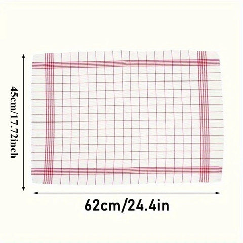 1-10pcs Kitchen Tea Towels Plaid Rags Grid Towel Cotton Stripes Checkered Kitchen Towels Dining Room Supplies