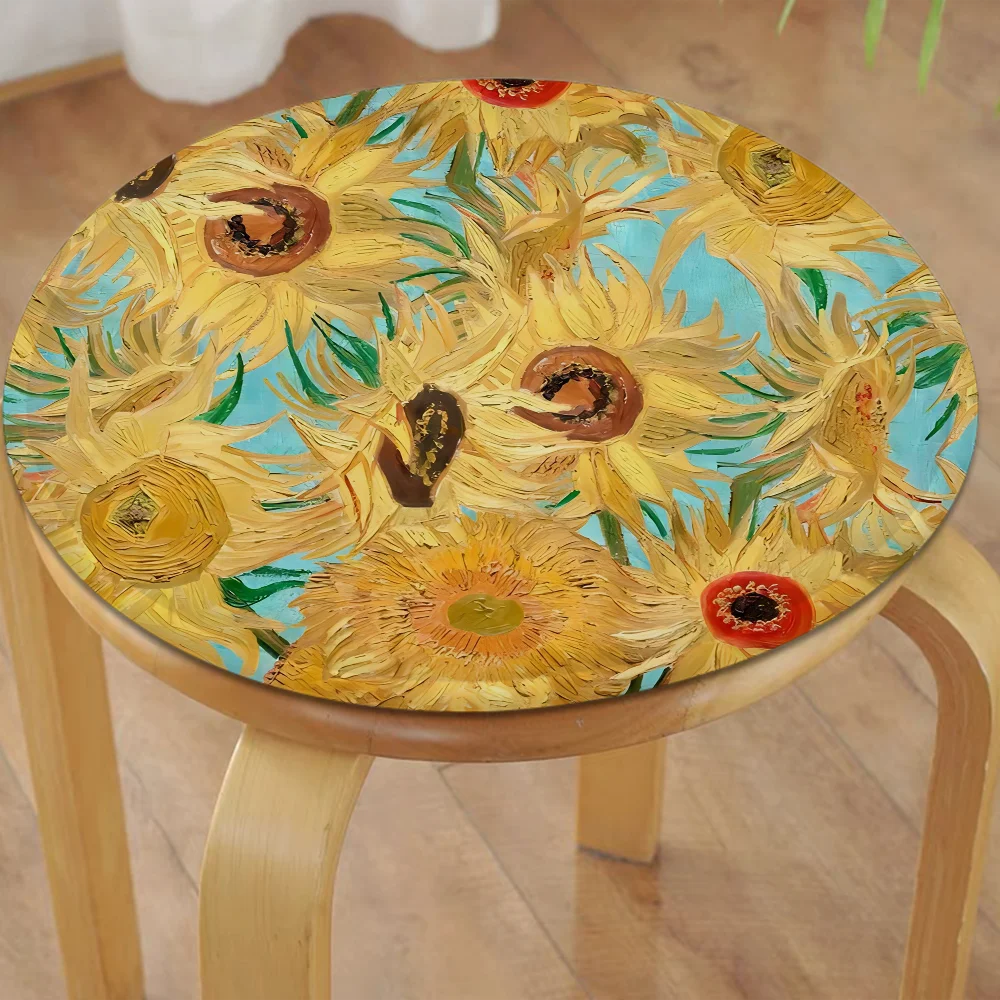 Van Gogh Nordic Printing Stool Pad Patio Home Kitchen Office Chair Seat Cushion Pads Sofa Seat 40x40cm Buttocks Pad