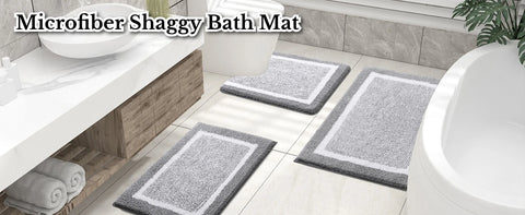 Microfiber Non-Slip Bath Mats for Bathroom Extra Soft Absorbent Bathroom Mats Rugs Machine Washable Quick Dry Floor Mats