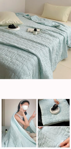 100% Cotton Duvet Quilted Quilts Single/Queen Size Comforter Summer Blanket High Quality Bedspread 여름이불(No Pillowcase)