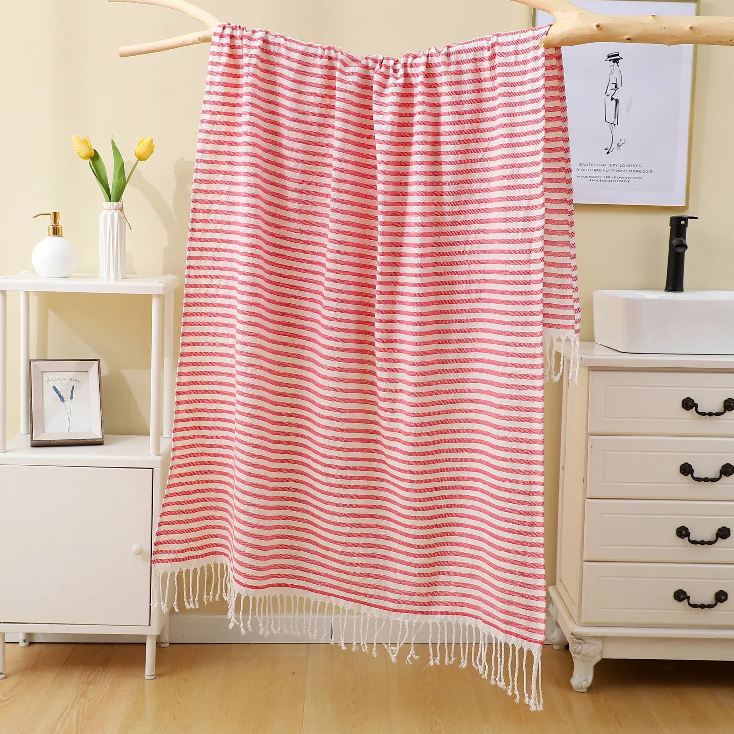 100x180CM Cotton Turkish Beach Towel Sauna Spa Gym Sports Fitness Fringed Bath Towel Shawl Scarf Sang Travel Blanket