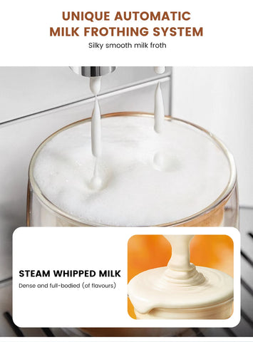 Mcilpoog WS817 -7"colorfAutomatic Espresso Machine with Milk Frother,  21 Flavors for Home & Office