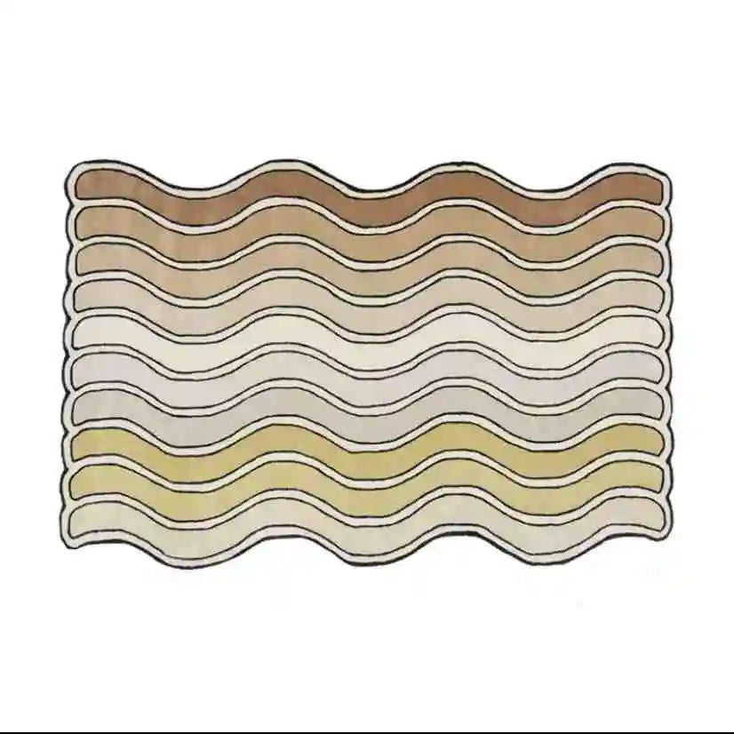 VIKAMA Creative Rainbow Wave Rug Bedside Blanket Absorbent Bathroom Floor Mat Living Room Sofa Coffee Table Rug Easy to clean