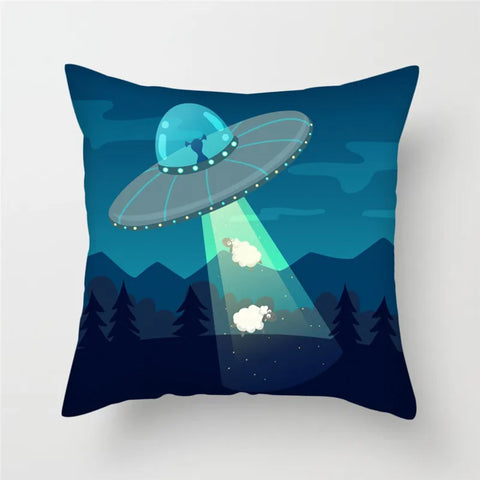 Cartoon Astronaut Rocket Spaceship Sofa Home Bedroom Decoration Pillowcase Kids Room  Space Theme Cushion Cover